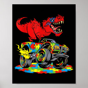 Coole Autismus-Bewusstsein Trex Monstertruck Männe Poster