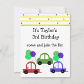 Coole Autos Einladung zum Geburtstag (Vorderseite)