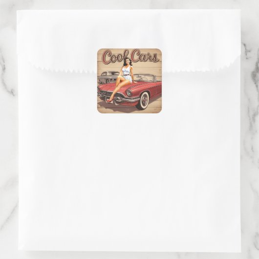 Coole Autos Quadratischer Aufkleber (Tasche)