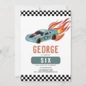 Coole Autos und Flames Boys 6. Geburtstag Einladung (Vorderseite)