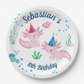 Coole Axolotl White Geburtstagsparty Pappteller (Vorderseite)
