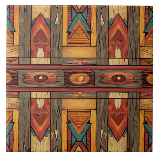 Coole Azteken-Imitate Keramik Fliese (Vorderseite)