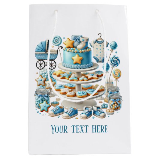 Coole Babydusche individuell anpassbar Mittlere Geschenktüte (Vorderseite)