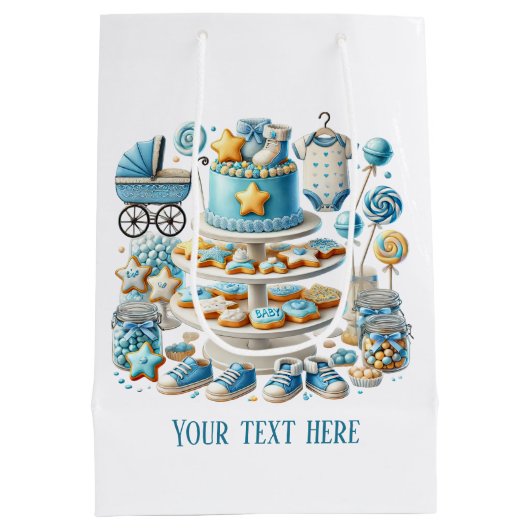 Coole Babydusche individuell anpassbar Mittlere Geschenktüte (Rückseite)