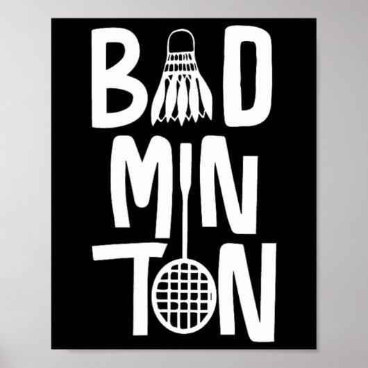 Coole Badminton-Typografie mit Badminton Shuttle & Poster (Vorne)