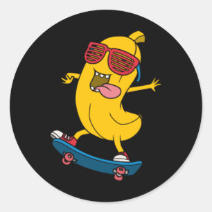 Coole Banane beim Skateboarden Runder Aufkleber