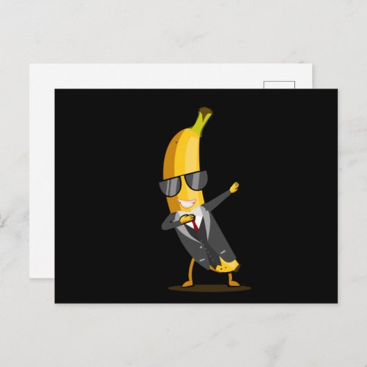 Coole Banane mit Anzug - Dab Funny Dancing Frucht Postkarte (Vorne/Hinten)