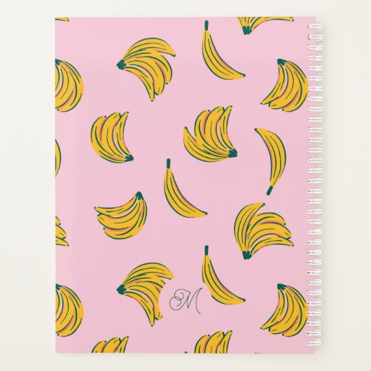 Coole Bananen in rosa mit Monogramm Planer (Rückseite)
