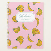 Coole Bananen in rosa mit Monogramm Planer (Vorderseite)