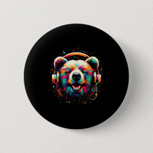 Coole Bärenkopfhörer Musik Weihnachten Geburtstag Button