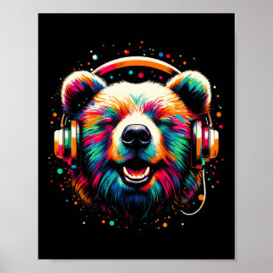 Coole Bärenkopfhörer Musik Weihnachten Geburtstag Poster