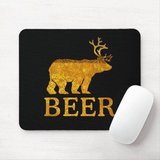 Coole Bärn-Rotwild oder Bier Mousepad (Mit Mouse)
