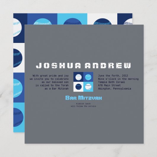 COOLE BASEBALL Bar Bat Mitzvah Einladung (Vorne/Hinten)