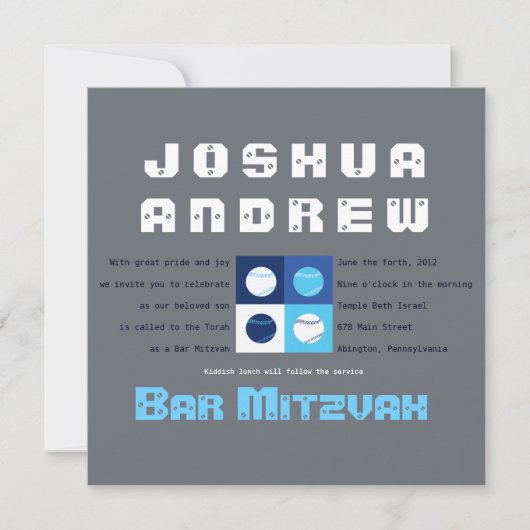 COOLE BASEBALL Bar Bat Mitzvah Einladung (Vorderseite)