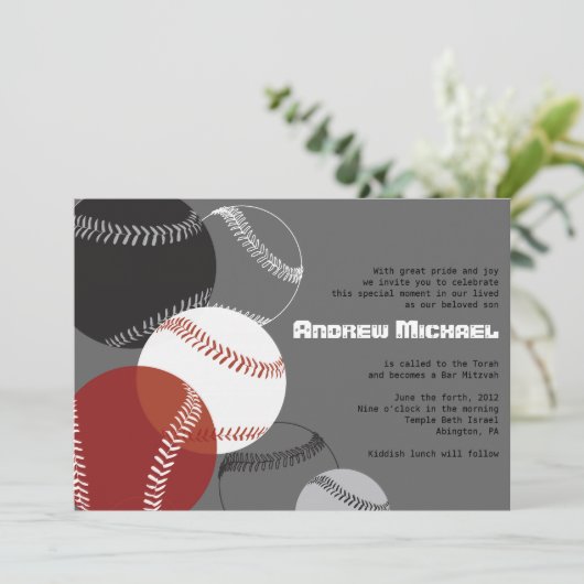 COOLE BASEBALL Bar Mitzvah Einladung (Stehend Vorderseite)
