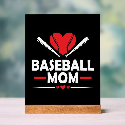 Coole Baseball-Mama Acrylschild (Neutral)
