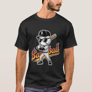 Coole Baseball-Maskottchen-Sonnenbrille Flammender T-Shirt