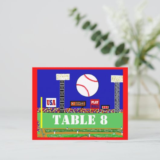 Coole Baseball Sport Bar Mitzvah Tischnummer Card (Stehend Vorderseite)