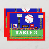 Coole Baseball Sport Bar Mitzvah Tischnummer Card (Vorne/Hinten)