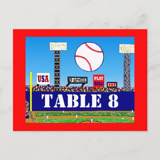 Coole Baseball Sport Bar Mitzvah Tischnummer Card (Vorderseite)