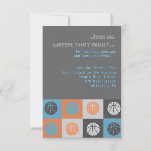 COOLE BASKETBALL Bar Bat Mitzvah Party Card Einladung (Vorderseite)