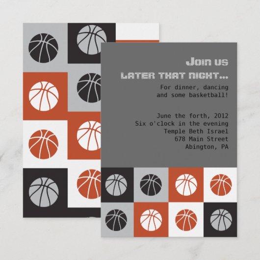 COOLE BASKETBALL Bar Mitzvah Einladung (Vorne/Hinten)