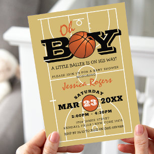 Coole Basketball 'Oh Boy' Babyparty Einladung