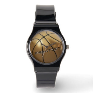 Coole Basketball-Uhr Gold und Schwarz Armbanduhr