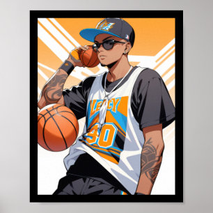 Coole Basketballspieler Anime Kunst Urbaner Sports Poster