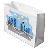 coole Bauzone Party Große Geschenktasche Geschenktüte (Rückseite Schrägansicht)