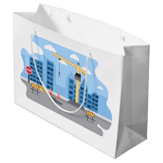 coole Bauzone Party Große Geschenktasche Große Geschenktüte (Rückseite Schrägansicht)