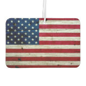 Coole beängstigende amerikanische Fahne Wood Rusti Autolufterfrischer (Rückseite)