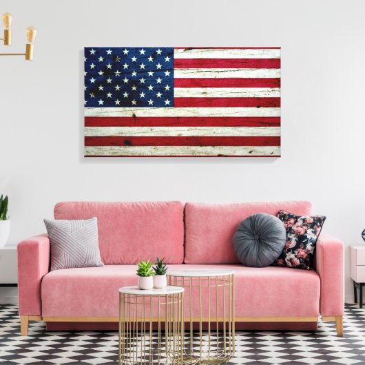 Coole beängstigende amerikanische Fahne Wood Rusti Leinwanddruck (Insitu (Wohnzimmer))