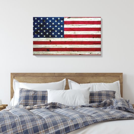Coole beängstigende amerikanische Fahne Wood Rusti Leinwanddruck (Insitu (Schlafzimmer))