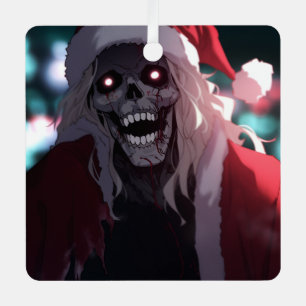Coole Beängstigende Creepy Skull Santa Claus Xmas Ornament Aus Metall