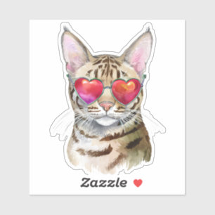 Coole Bengalische Katze in Herzschaden Aufkleber