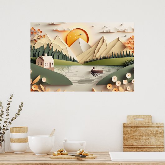 coole Bergsee-Liebhaber Poster (Küche)