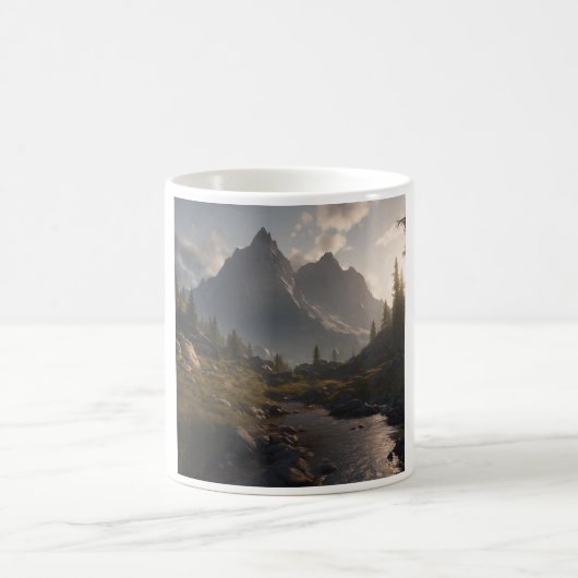 Coole Bergwelt KI Art Kaffeetasse (Mittel)