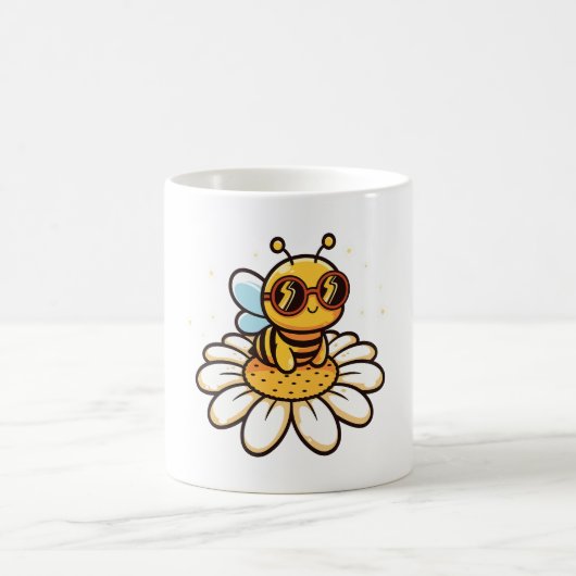 Coole Biene auf einer Margerite Kaffeetasse (Mittel)