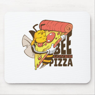 Coole Biene liebt Pizza-Wortspiele Mousepad