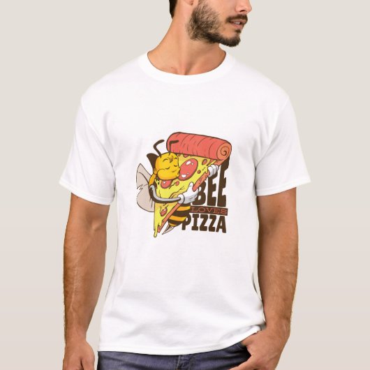Coole Bienen Lieben Pizza Puns T-Shirt (Vorderseite)