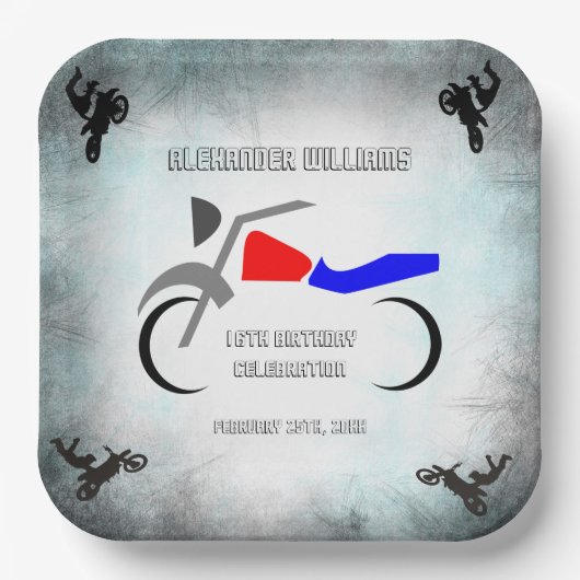 Coole Bike Maskuline 16. Geburtstag      Pappteller (Vorderseite)
