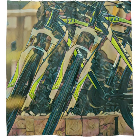 Coole Biketechnik Duschvorhang (Vorderseite)