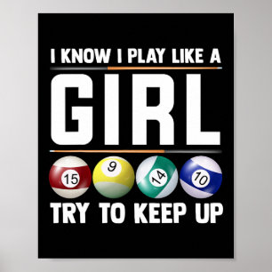 Coole Billard Kunst für Frauen Girl Pool Player 8 Poster