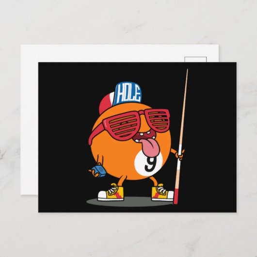 Coole Billardneunkugel Postkarte (Vorne/Hinten)