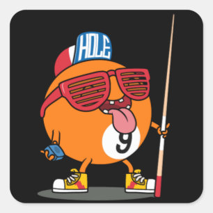 Coole Billardneunkugel Quadratischer Aufkleber