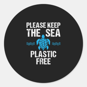 Coole Bitte Behalt Sea Plastic Free Funny Turtle Runder Aufkleber