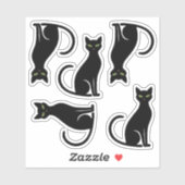 Coole Black Cat Silhouetten Aufkleber (Blatt)