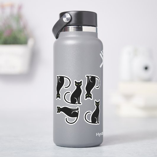 Coole Black Cat Silhouetten Aufkleber (HydroFlask)
