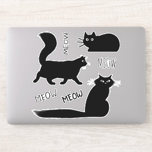 Coole Black Kitty Cats Meow Meow Vinyl Sticker Set
